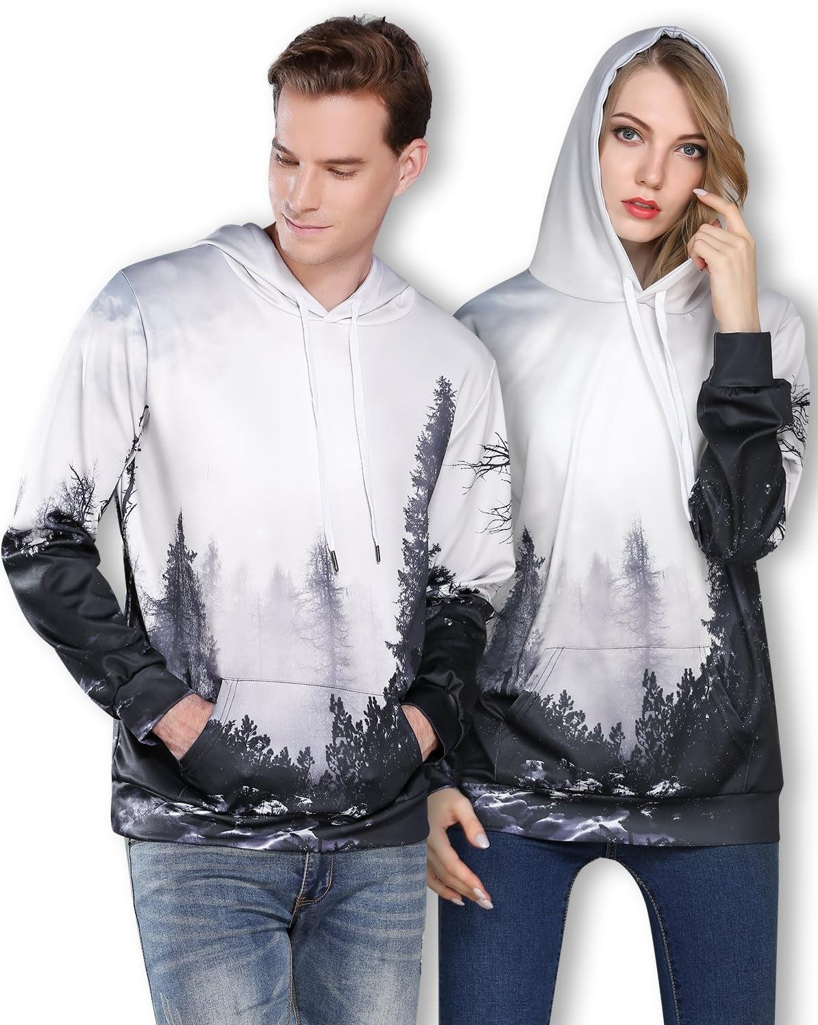 Unisex 3D Printed Galaxy Pullover Hoodie with Large Pockets for Men, Teen Boys, and Women