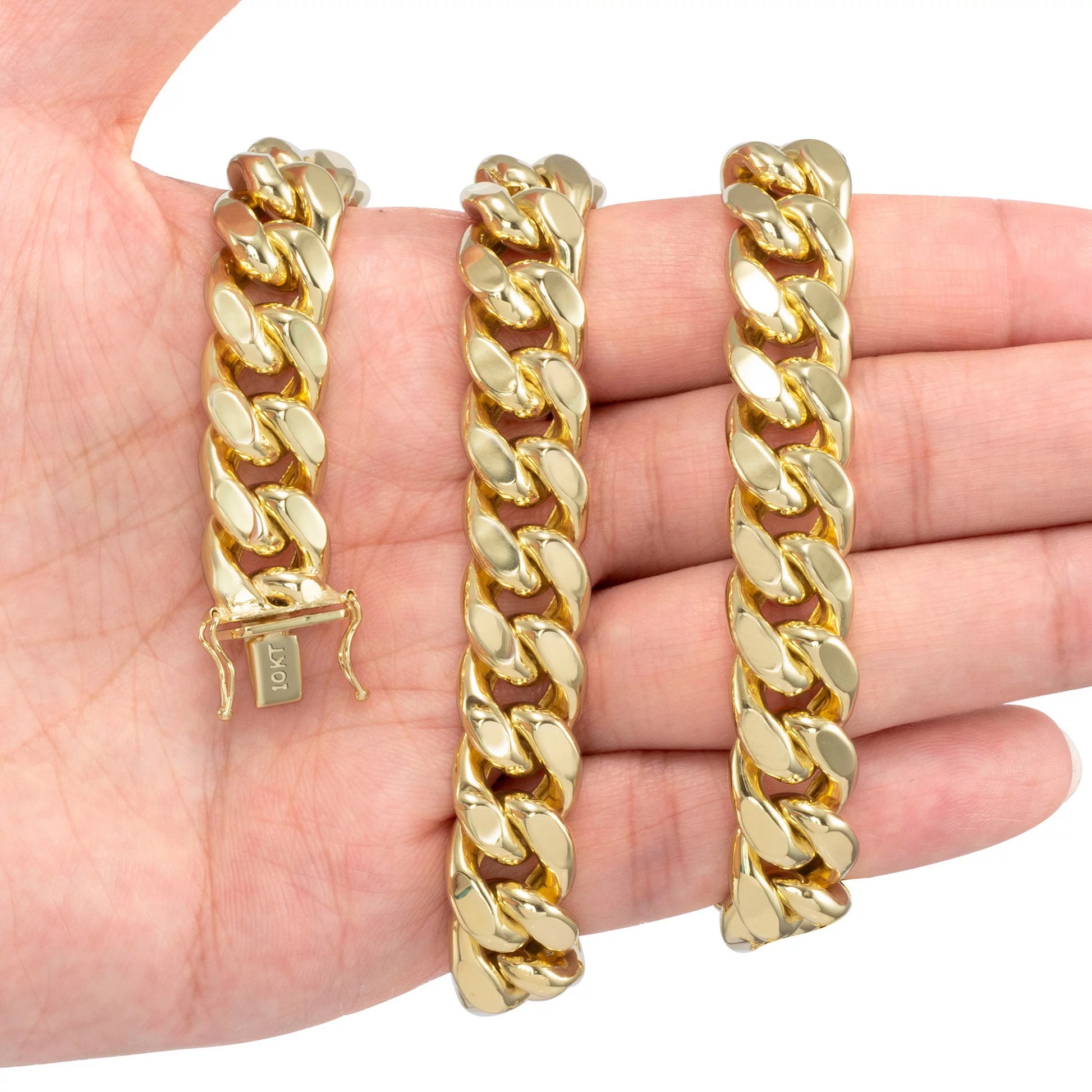 10K Yellow Gold Miami Cuban Link Chain Necklace, 13mm Thickness, Available in 20"-30", Italian Craftsmanship for Men