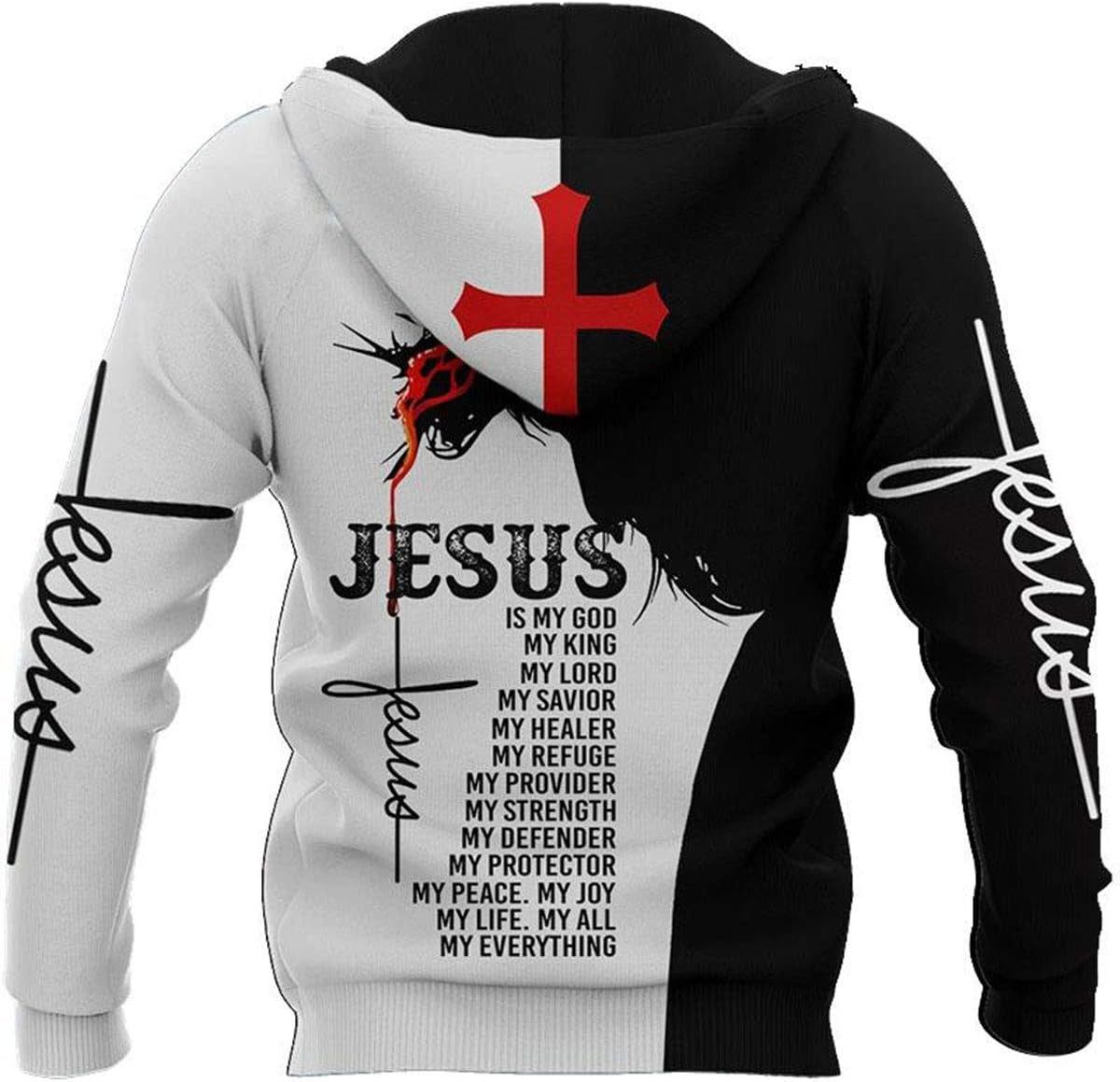 3D Christian Jesus Hoodies for Men and Women - Unisex Praying Hands Sweatshirt Pullover with King Print