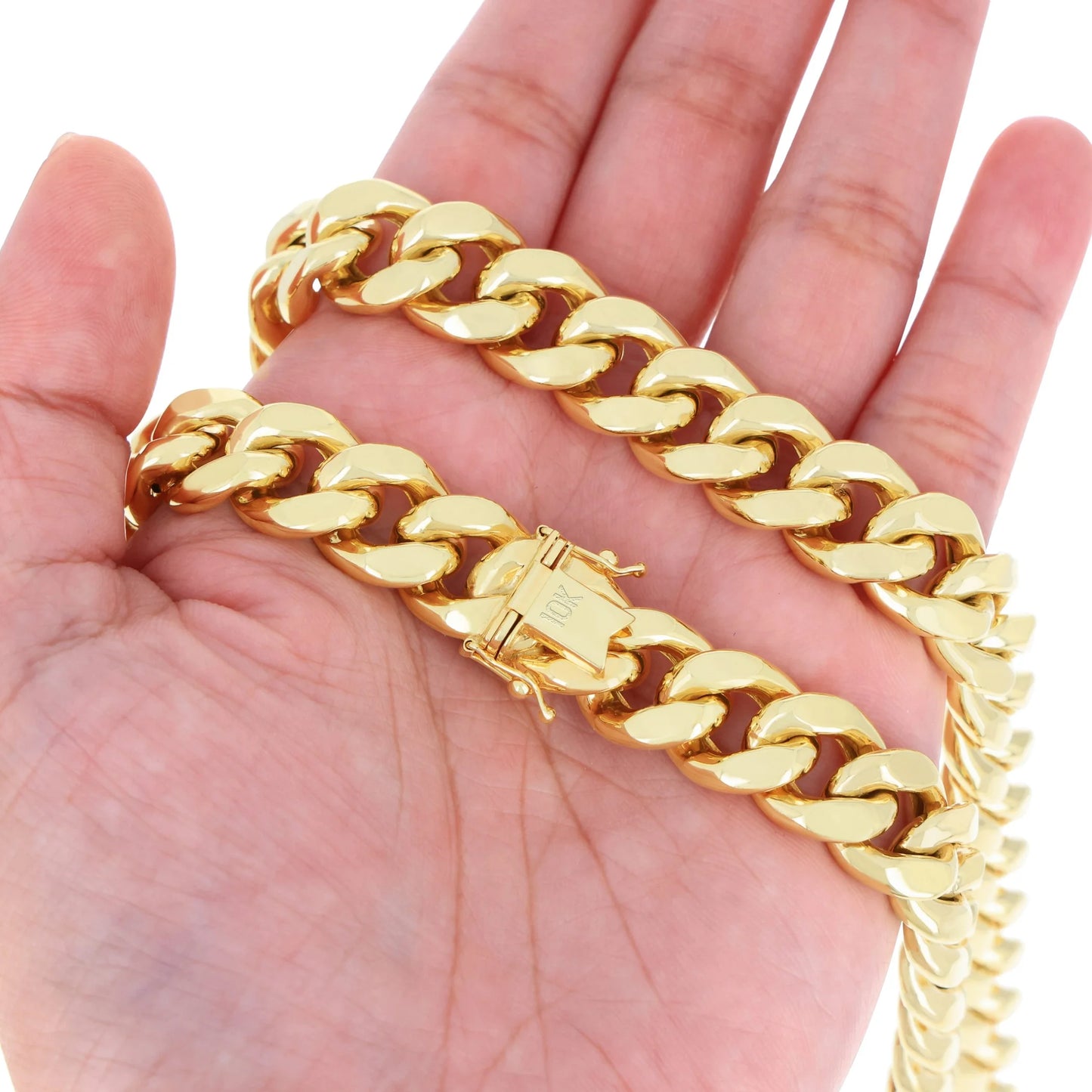 10K Yellow Gold Miami Cuban Link Chain Necklace, 13mm Thickness, Available in 20"-30", Italian Craftsmanship for Men