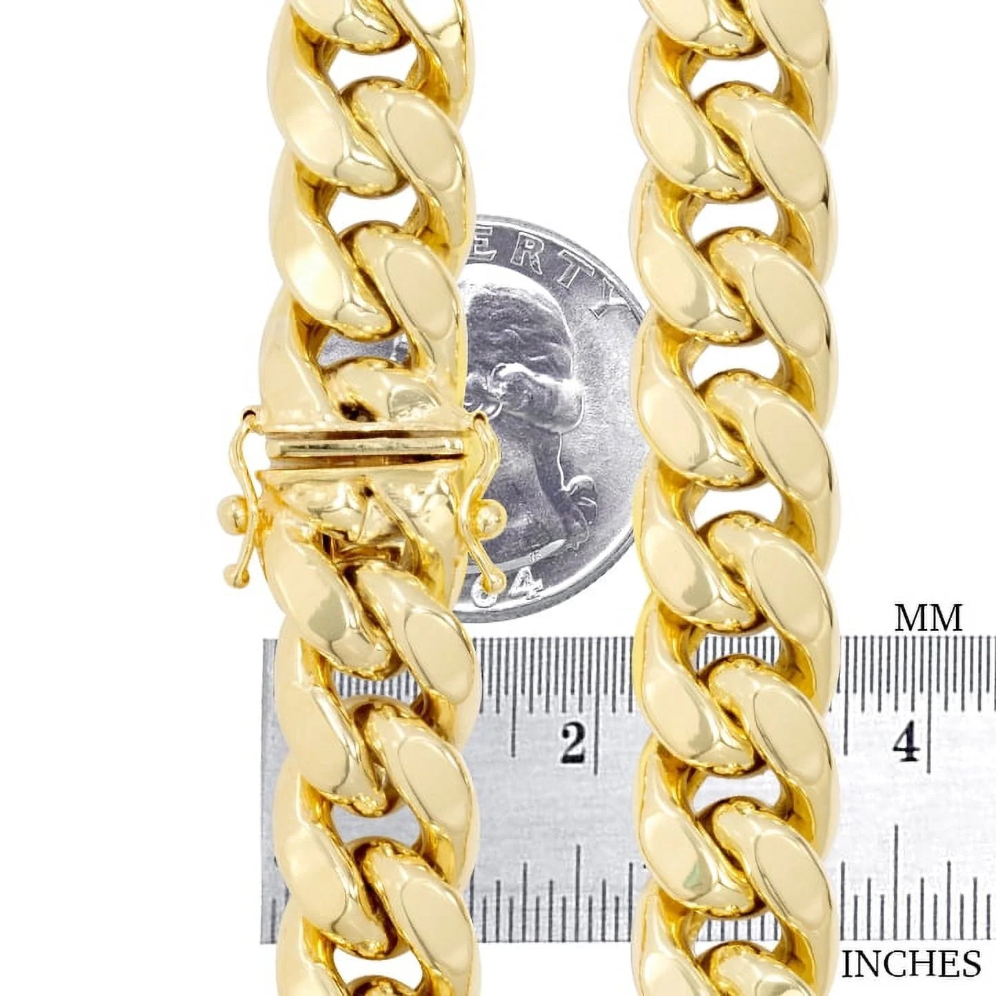 10K Yellow Gold Miami Cuban Link Chain Necklace, 13mm Thickness, Available in 20"-30", Italian Craftsmanship for Men