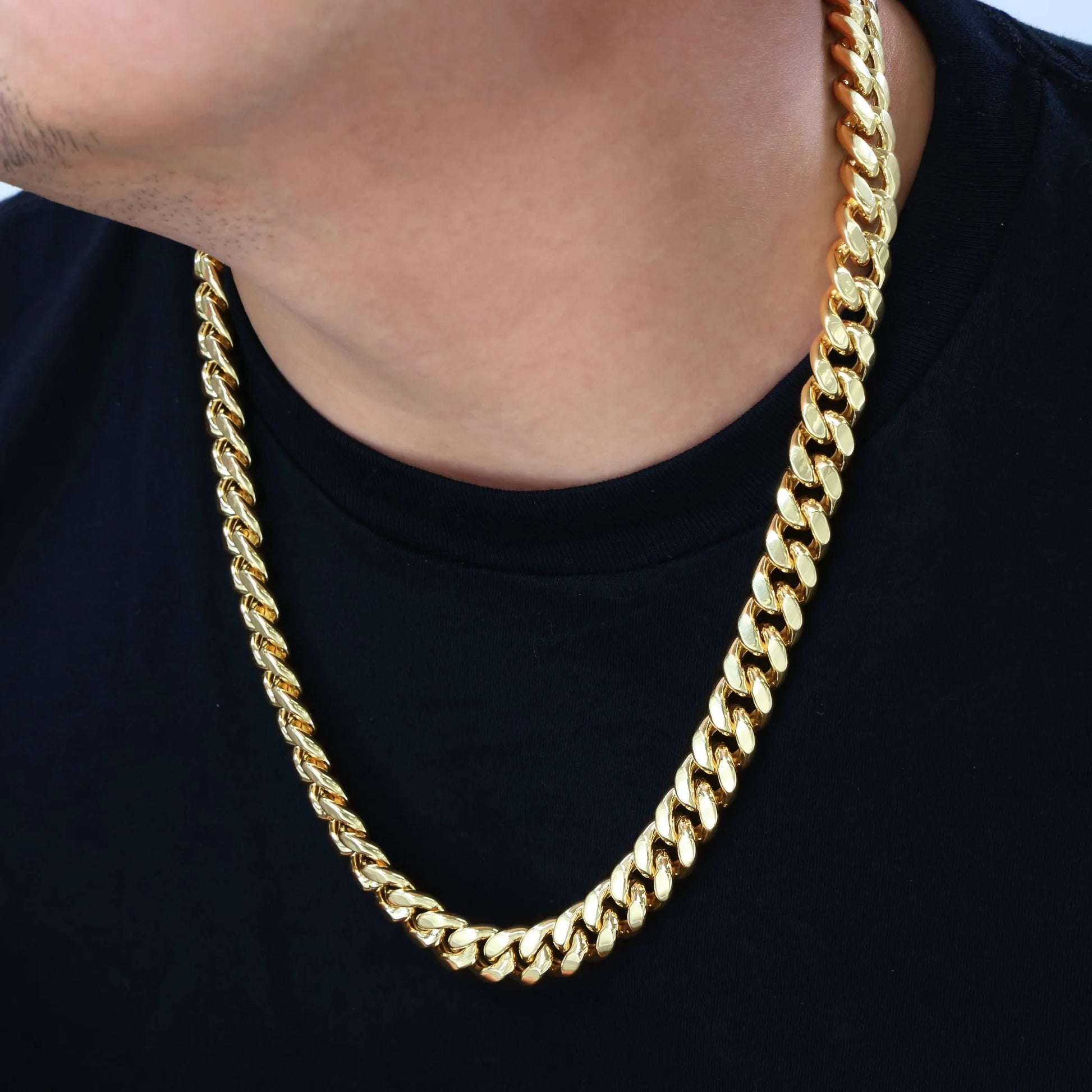 10K Yellow Gold Miami Cuban Link Chain Necklace, 13mm Thickness, Available in 20"-30", Italian Craftsmanship for Men