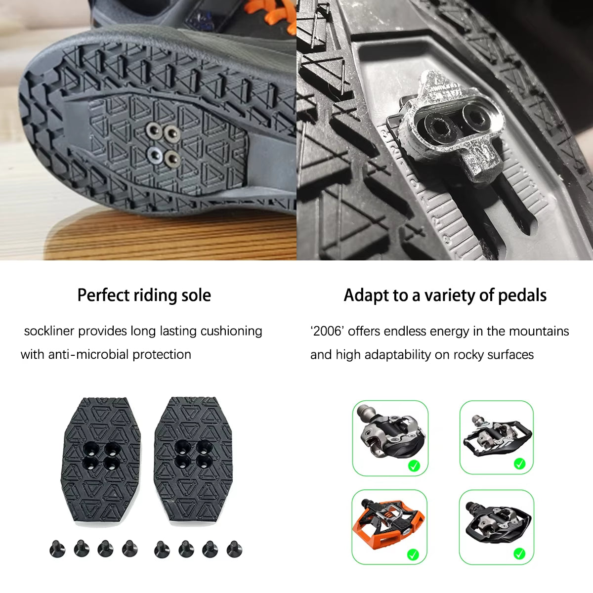 Men's Mountain Bike Shoes for MTB, Downhill, and Enduro - Compatible with All 2-Bolt Pedals
