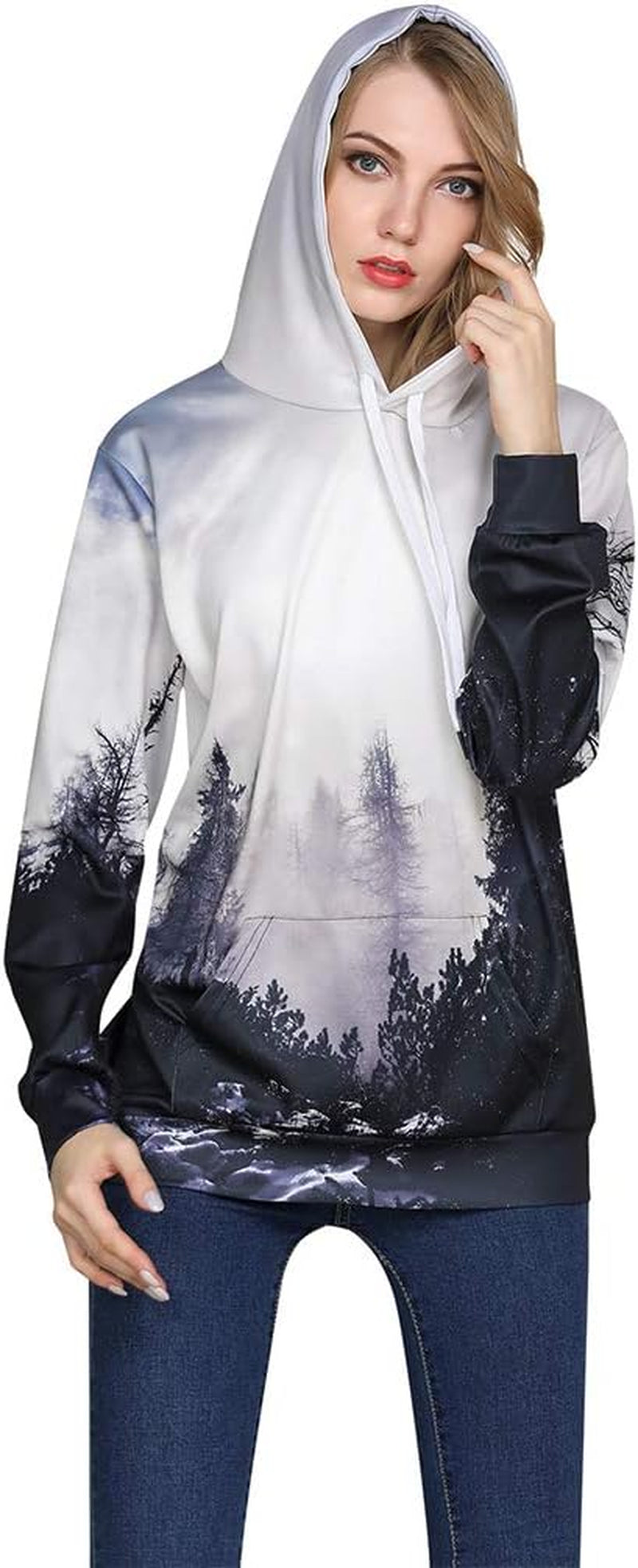 Unisex 3D Printed Galaxy Pullover Hoodie with Large Pockets for Men, Teen Boys, and Women