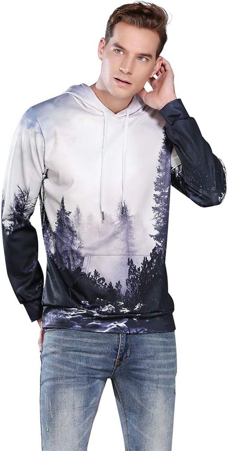 Unisex 3D Printed Galaxy Pullover Hoodie with Large Pockets for Men, Teen Boys, and Women