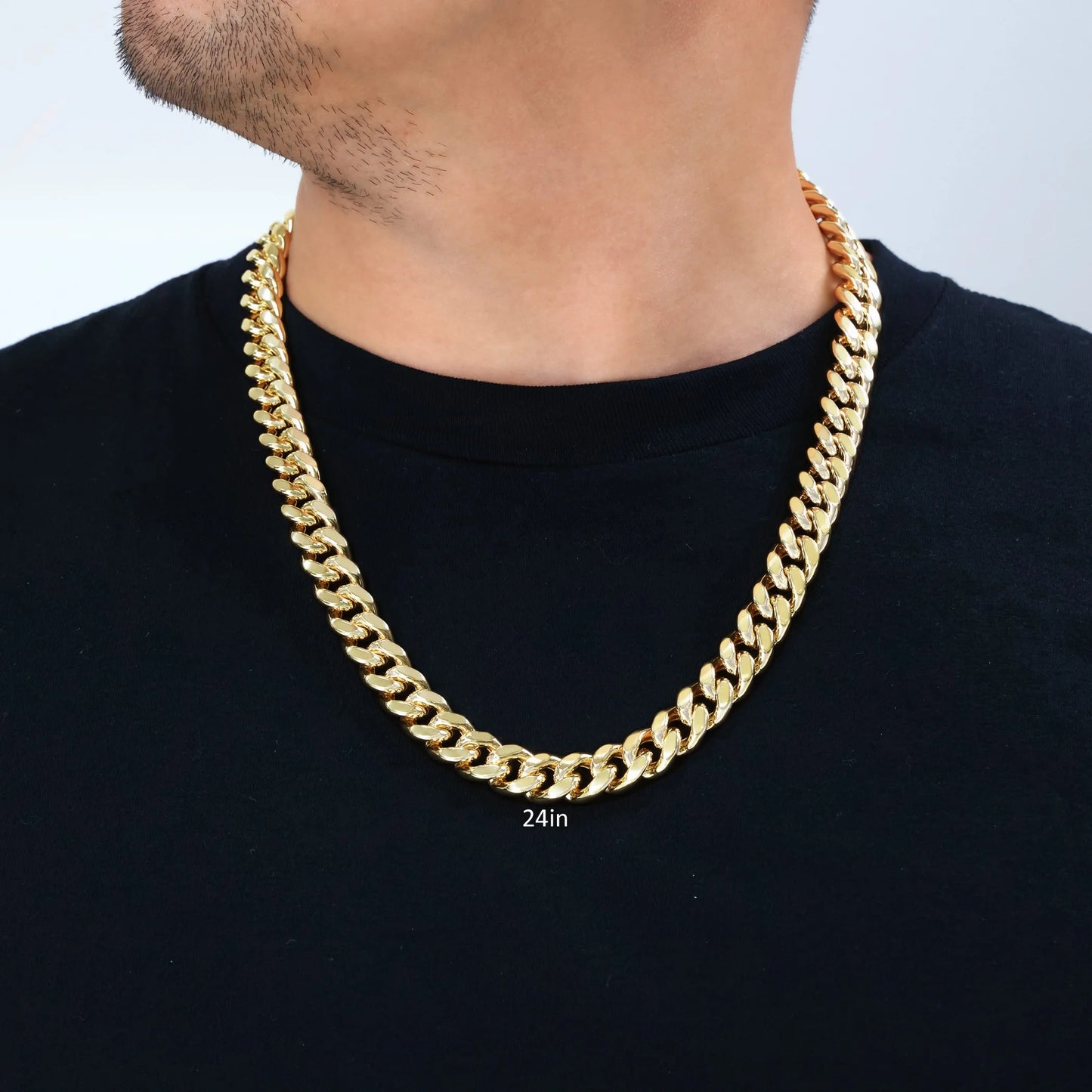 10K Yellow Gold Miami Cuban Link Chain Necklace, 13mm Thickness, Available in 20"-30", Italian Craftsmanship for Men