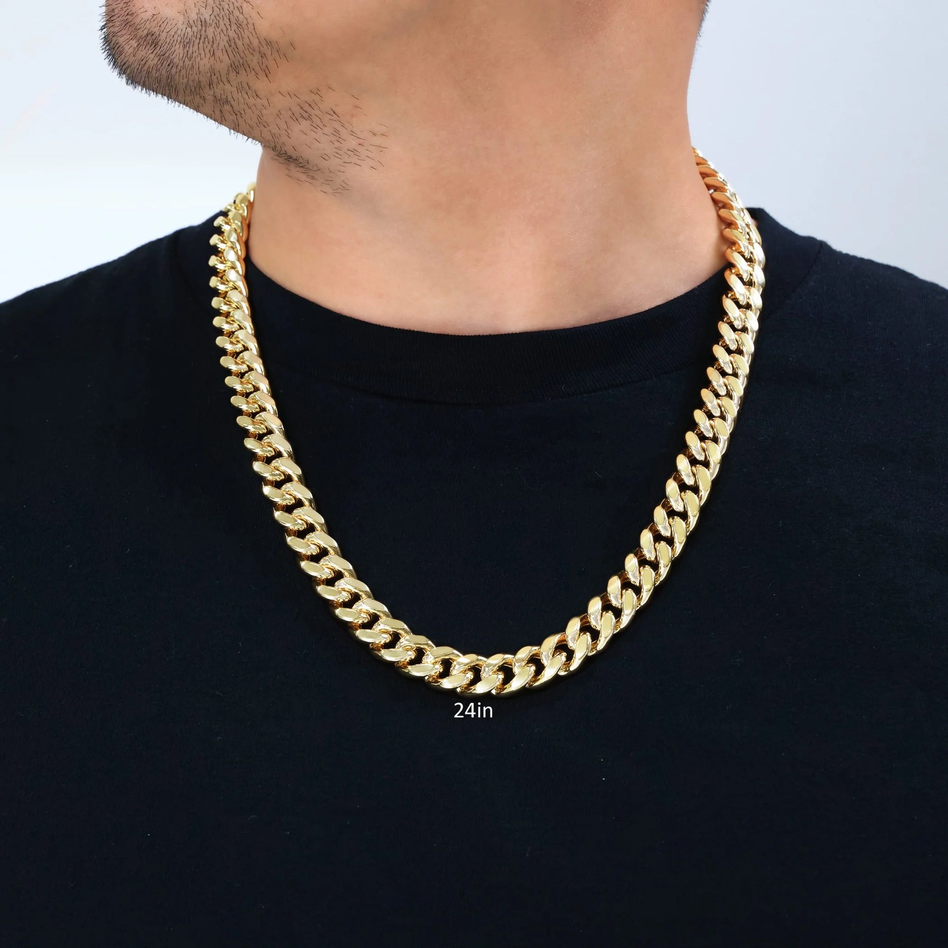 10K Yellow Gold Miami Cuban Link Chain Necklace, 13mm Thickness, Available in 20"-30", Italian Craftsmanship for Men