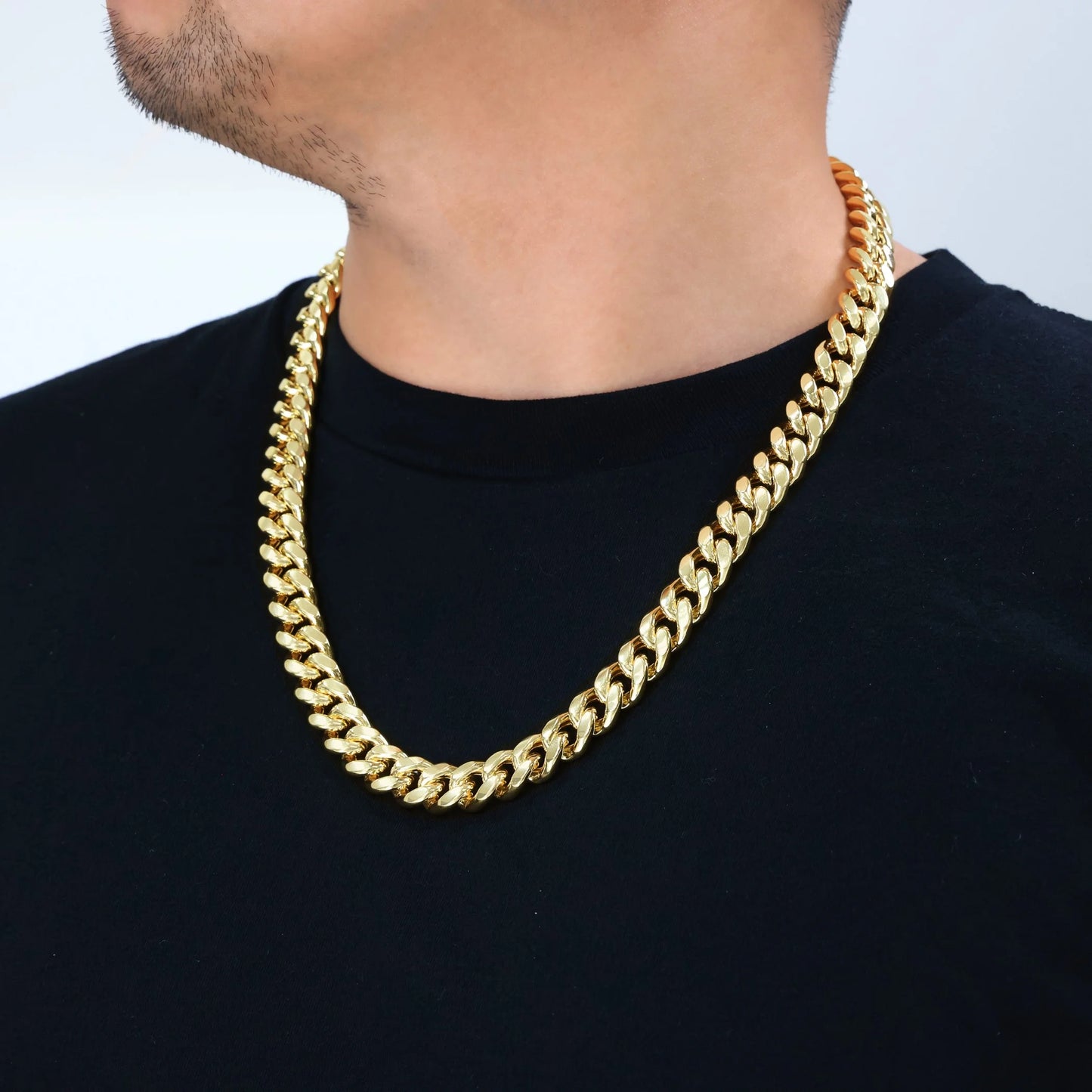 10K Yellow Gold Miami Cuban Link Chain Necklace, 13mm Thickness, Available in 20"-30", Italian Craftsmanship for Men