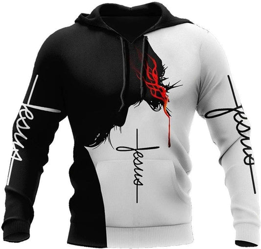 3D Christian Jesus Hoodies for Men and Women - Unisex Praying Hands Sweatshirt Pullover with King Print
